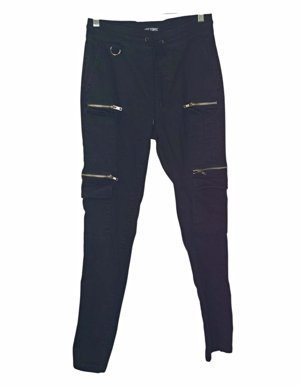 Hot Topic Women's Black Twill Cargo Skinny Pants Slim Stretch Pockets Goth S